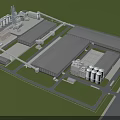 Industrial Plant Aerial View With Large Buildings Storage Tanks And Warehouse Facilities