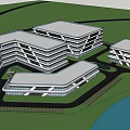 Modern Industrial Factory Building Exterior Design With Glass Curtain Wall And Landscaped Surroundings