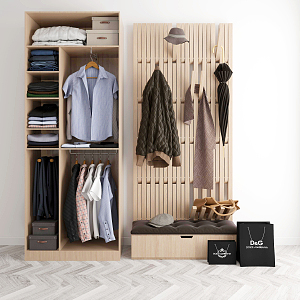 Modern Wardrobe Cloakroom Wardrobe Clothes Shoe Cabinet Combination 3d model