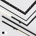 Modern Black Linear Downlights And Spotlights For Ceiling Mounted Lighting Design 3d model