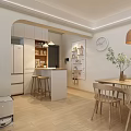 Modern Open Concept Living Dining Room Interior With Sofa Coffee Table Dining Table And Chairs