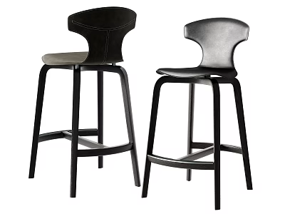 Modern Bar Stools With Comfortable Leather Seats And Sleek Wooden Frames 3d model
