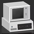 Vintage White Desktop Computer With Square Monitor And Base Unit Controls