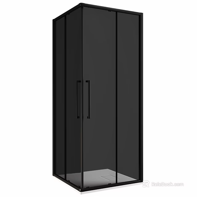 Black Double Door Shower Sauna Cabinet With Handles And White Base 3d model 