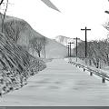 Winter Mountain Landscape With Snow Covered Trees And Frozen Ice Surface
