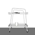 Two Tier White Metal Shelf Featuring Black Small Item And White Cup On White Background