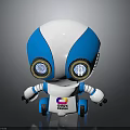 Cute Robot Character Design For Children Fashion With Blue White Color And Big Eyes