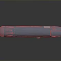 Long Blue Cylindrical Device With Detailed Surface And Smooth Black Base