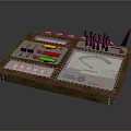 Industrial Control Panel with Metal Casing Colored Indicator Lights Knobs Antenna and Chart