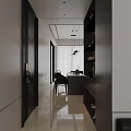 Modern Minimalist Living And Dining Room With Luxury Leather Sofa And Elegant Interior Design