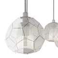 Modern Crystal Pendant Lights With Faceted Transparent Design And Golden Metal Brackets