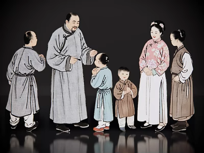 2D ancient costume ink and wash character virtual character ancient costume ink and wash family classical ink and wash character ancient painting family ancient painting character 3d model