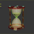 Vintage Hourglass With Wooden Frame Gold Accents And Glass Sand Container