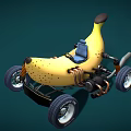 Creative Banana Shaped Toy Car With Blue Seat Wheels And Mechanical Parts