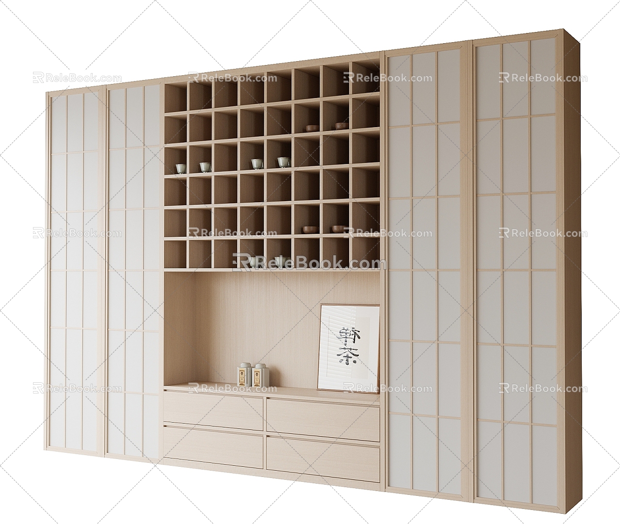 New Chinese Bookcase 3d model