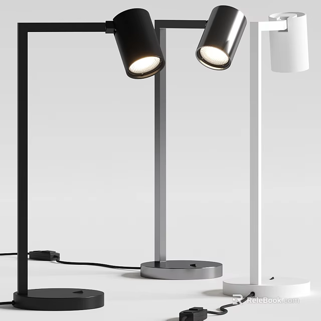 Modern Table Lamp With Adjustable Black White Heads And Sleek Metal Base 3d model 