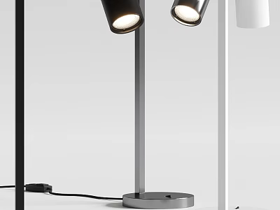 Modern Table Lamp With Adjustable Black White Heads And Sleek Metal Base 3d model