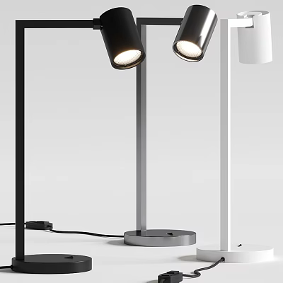Modern Table Lamp With Adjustable Black White Heads And Sleek Metal Base 3d model