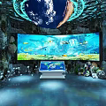 Underwater Oceanarium Tunnel With Colorful Fish Coral Large Aquarium Tanks Rock Decorations And Soft Lighting