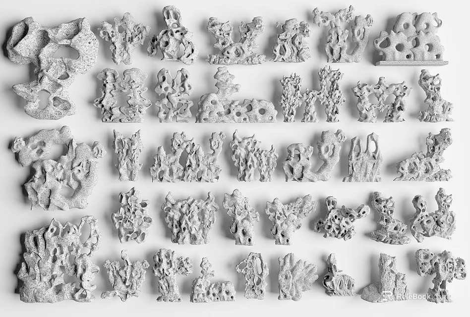 Stone Wood Artistic Carvings And Models With Various Decorative Shapes 3d model 