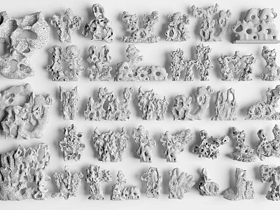 Stone Wood Artistic Carvings And Models With Various Decorative Shapes 3d model