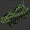 Modern Armored Military Vehicle With Camouflage Paint Six Wheels And Tactical Equipment