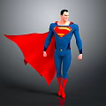 Superhero Character In Blue Suit With Red Cape And S Symbol Standing