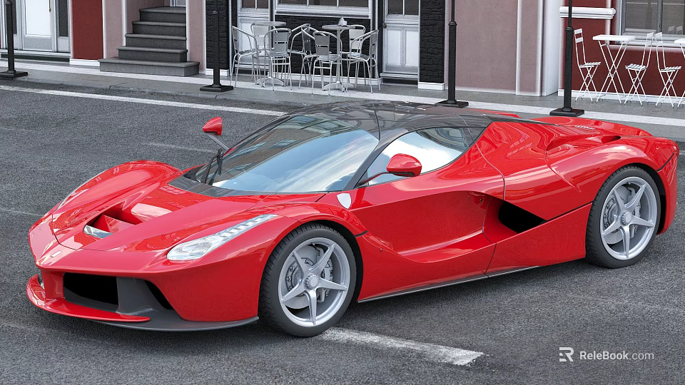 Red Sports Car Parked On Urban Street With Sleek Modern Exterior Design 3d model 
