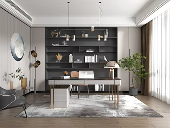Light Luxury Study Simple Study 3d model