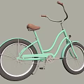 Light Green Bicycle with Brown Seat and Handlebars Black Wheels and White Rims Vintage Style