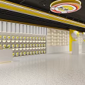 Bright Modern Happy Lemon Store Interior With Yellow White Counters And Display Cabinets