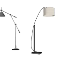 Modern Floor Lamps Featuring Curved Structure Adjustable Arm And Fabric Shade Metal Base 3d model