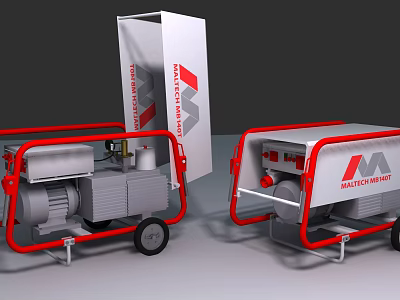 METACO MACHINERY Industrial Mobile Equipment With Red Frame Control Panel And Rolling Wheels 3d model