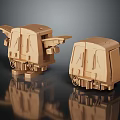 Two Wooden Character Creature Mechanical Models With Intricate Design Details 3d model