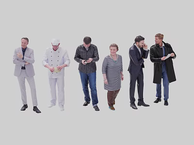 Diverse Group of People Standing Together in Various Outfits and Poses 3d model
