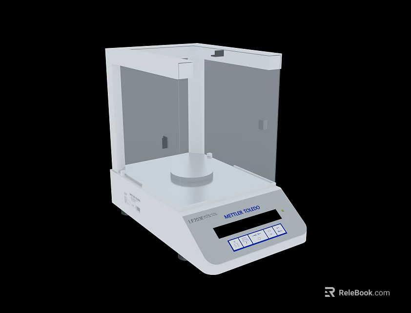 White Commercial Precision Balance with Glass Enclosure Digital Display and Control Buttons 3d model 