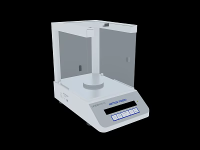 White Commercial Precision Balance with Glass Enclosure Digital Display and Control Buttons 3d model