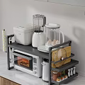 Practical Dishware Set With Microwave Blender Storage Jars And Knife Holder On Kitchen Shelf