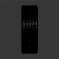 Modern Black Car Tire With Red Inner Accent And Detailed Tread Texture