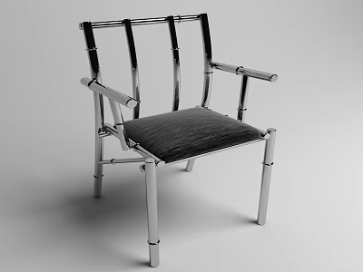 Stylish Modern Single Chair With Metal Frame Armrest And Upholstered Seat 3d model