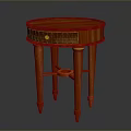 Elegant Mahogany Round Side Table With Carved Legs And Drawer Knob