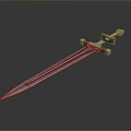 Blue Metal Sword With Decorative Hilt And Sharp Shiny Blade Design