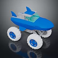 Playful Children's Blue Shark Shaped Toy Car With Big White Wheels