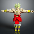 Game And Movie Character Green Haired Muscular Figure With Red Outfit Yellow Accessories 3D Model Design