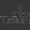 Industrial Scaffolding Structure With Platforms Stairs Safety Rails And Frames