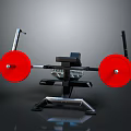 Sturdy Household Fitness Equipment With Red Weight Plates And Stable Training Stand