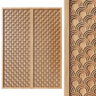 Chinese-style carved wardrobe door 3d model