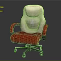 Modern Office Chair Featuring Beige Backrest Red Seat Armrests And Logo Design With Wheels