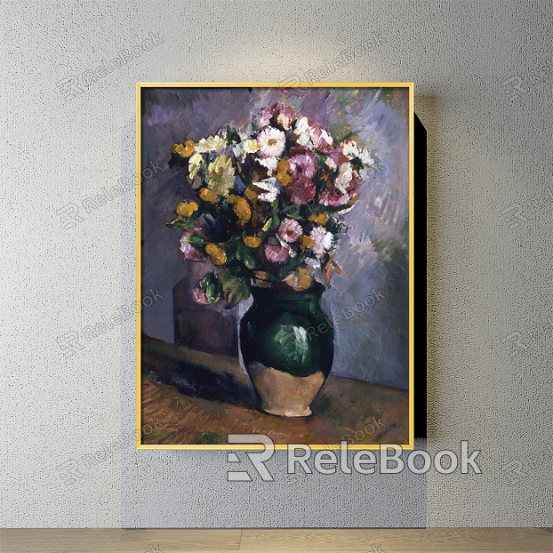 European oil painting brown living room plant flower decorative painting model