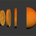 Fresh Orange Fruit Sliced Pieces And Half With Reflection On Dark Surface